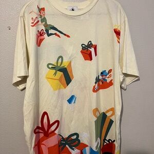 Disney Parks Classic Christmas Shirt Size Large L Stitch Genie Peter Pan Mickey